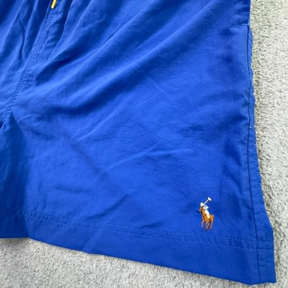 Vtg Polo‎ Ralph Lauren Swim Trunks Men's XXL Blue Yellow Flesh Pony Mesh Lined